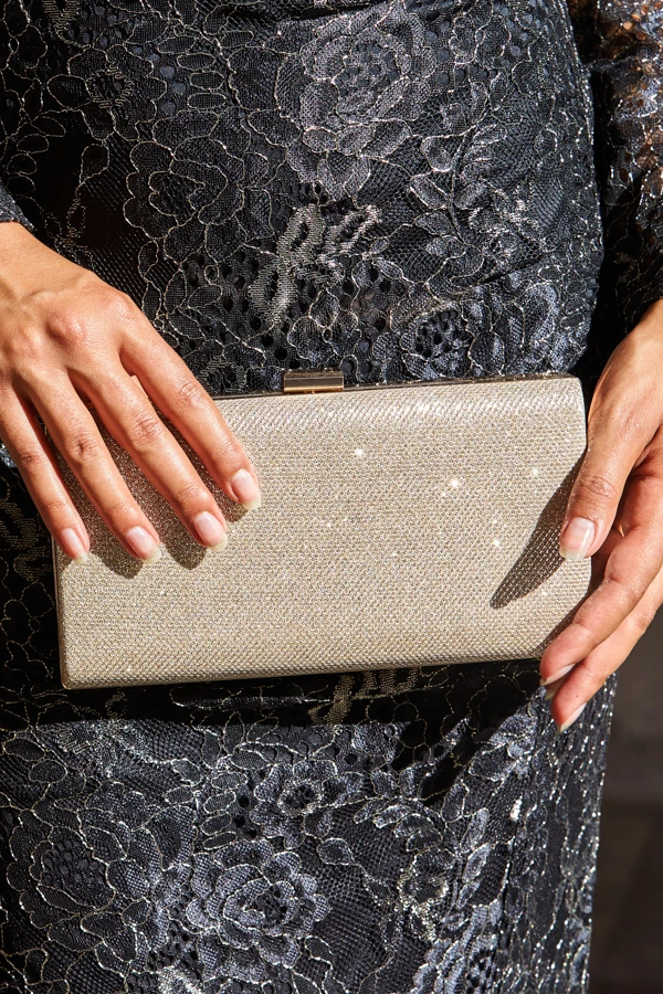 Champagne Gold Clasp Detail Box Clutch Bag 3 Champagne Gold Clasp Detail Box Clutch Bag