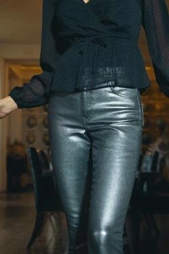 Silver Metallic Premium Skinny Jeans -SOSANDAR Sales 224275f1b80bc7de17008ea25c7b2af936140e54