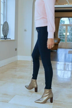 Dark Indigo Zip Detail Jeggings -SOSANDAR Sales 239dca898e17e4cd20c58a24dad7dbb9b409a020