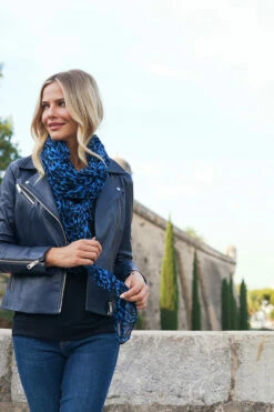 Navy Blue Leather Biker Jacket -SOSANDAR Sales 2812581c04907f6cb7e12ba56e7965e0f9a12290 1