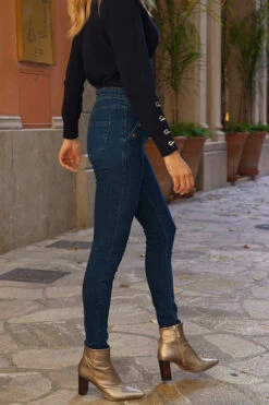 Indigo Blue Button Pocket Skinny Jeans 13 Indigo Blue Button Pocket Skinny Jeans -SOSANDAR Sales 2ce42c00b4749500db9c0e11f56b61b39b9650b3