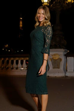 Dark Green Lace Fluted Cuff Midi Dress 13 Dark Green Lace Fluted Cuff Midi Dress -SOSANDAR Sales 3abc36d741b763ee4518bbafa315c9f944bdad8e