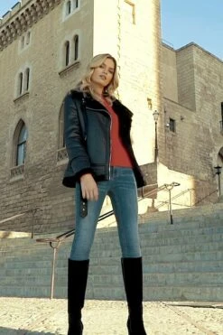 Black Faux Shearling Biker Jacket 17 Black Faux Shearling Biker Jacket -SOSANDAR Sales 4cb05980bd1ce80e77b48bade8dc7e3eeb5c1bcf