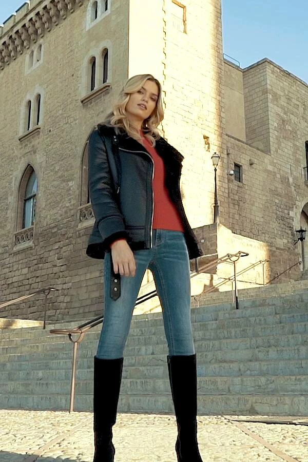 Black Faux Shearling Biker Jacket 10 Black Faux Shearling Biker Jacket - Image 8