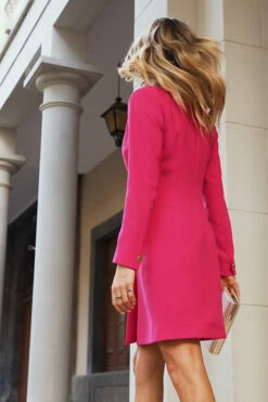 Pink Double Breasted Blazer Dress -SOSANDAR Sales 4fbf0516156b570a75684aaddaba7bcbfa8b07a0