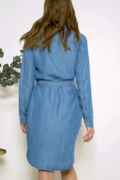 Blue Chambray Denim Belted Dress 14 Blue Chambray Denim Belted Dress -SOSANDAR Sales 57816347bf79b0c079136ef39d882898dab8c6a4