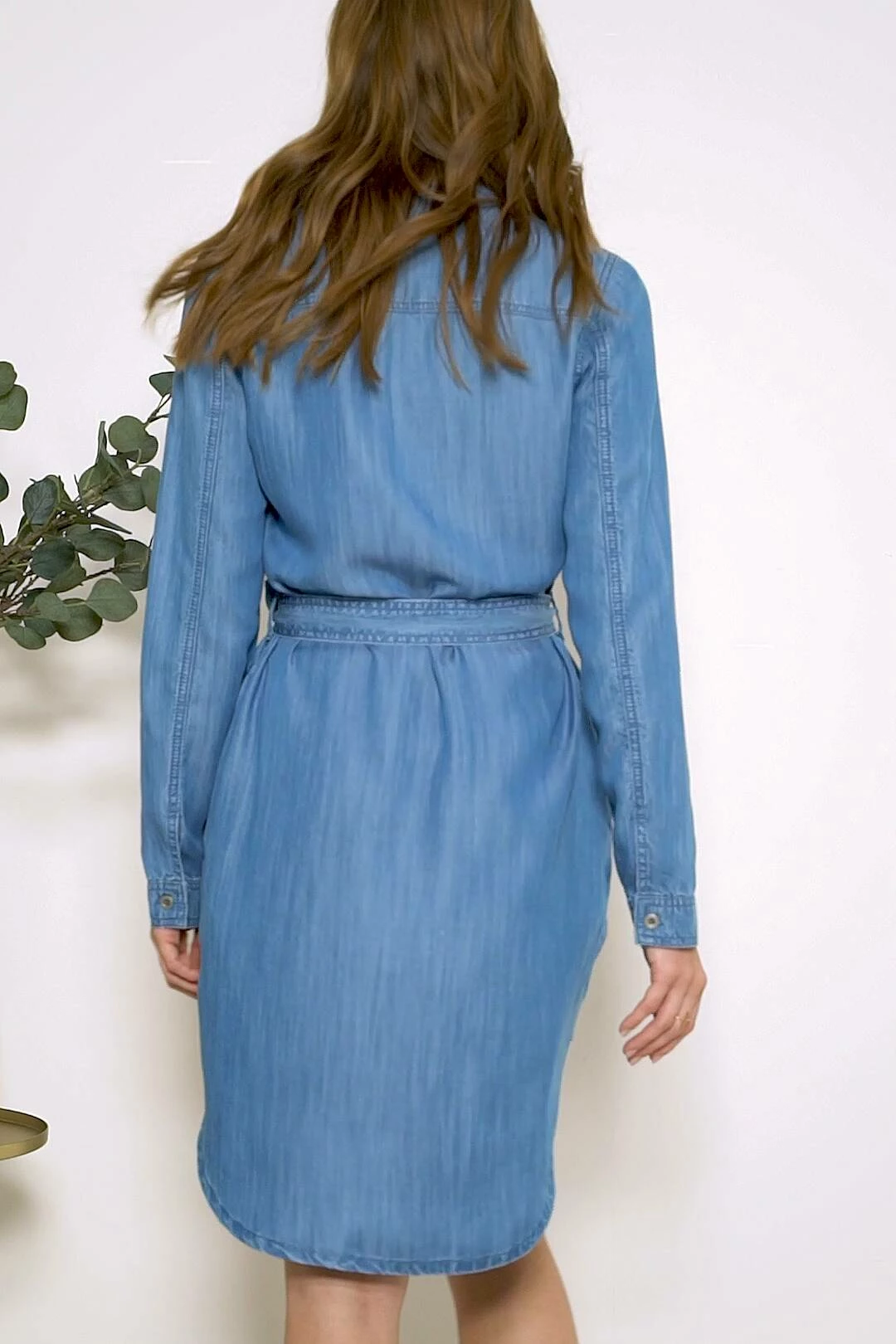 Blue Chambray Denim Belted Dress 8 Blue Chambray Denim Belted Dress - Image 6