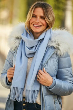 Powder Blue Super Soft Wool & Cashmere Blend Scarf