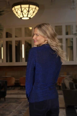 Midnight Blue Metallic Jersey Ruched Detail Shirt 15 Midnight Blue Metallic Jersey Ruched Detail Shirt -SOSANDAR Sales 63eafbef690bb6ae043802ca19d0ce25b14cd21e