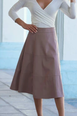 Pale Pink Leather Look Panelled A-Line Midi Skirt 9 Pale Pink Leather Look Panelled A-Line Midi Skirt -SOSANDAR Sales 6eba3dc2caa3f77eb4bc0401a9eb5125eeb02f10