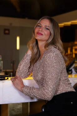 Rose Gold Sequin Ruched Front Shirt 9 Rose Gold Sequin Ruched Front Shirt -SOSANDAR Sales 743fb0020d82da2297043e67b12d5ade02f277d2