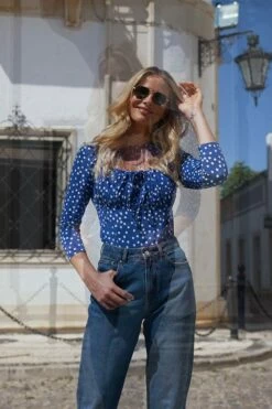 Mid Blue Denim Girlfriend Jeans -SOSANDAR Sales 7f39b48d22529f626e0a105fedb5f1bcdf40ee76