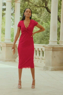 Raspberry Pink Short Sleeve Lace Jersey Dress 15 Raspberry Pink Short Sleeve Lace Jersey Dress -SOSANDAR Sales 89284137f7cf7c3a14dcbefc023bbca6f7e66cb2