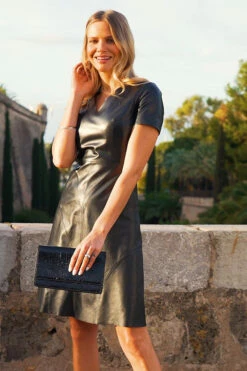 Black Leather Panelled Fit & Flare Dress 13 Black Leather Panelled Fit & Flare Dress -SOSANDAR Sales 900afbf8a2bcce55102d274917f120691630550f