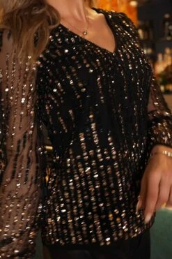 Black & Gold Luxe Embellished Blouse -SOSANDAR Sales 902d0e3698e721cbed647d7a870ba97d81bc902d