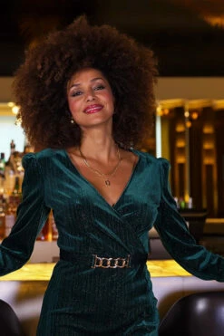 Emerald Green Velvet Faux Wrap Midi Dress With Belt 13 Emerald Green Velvet Faux Wrap Midi Dress With Belt -SOSANDAR Sales 9e06d21ee6c42261b578df1a87b30fdc902ec888