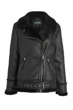 Black Faux Shearling Biker Jacket 16 Black Faux Shearling Biker Jacket -SOSANDAR Sales a19ol004bk0001 box