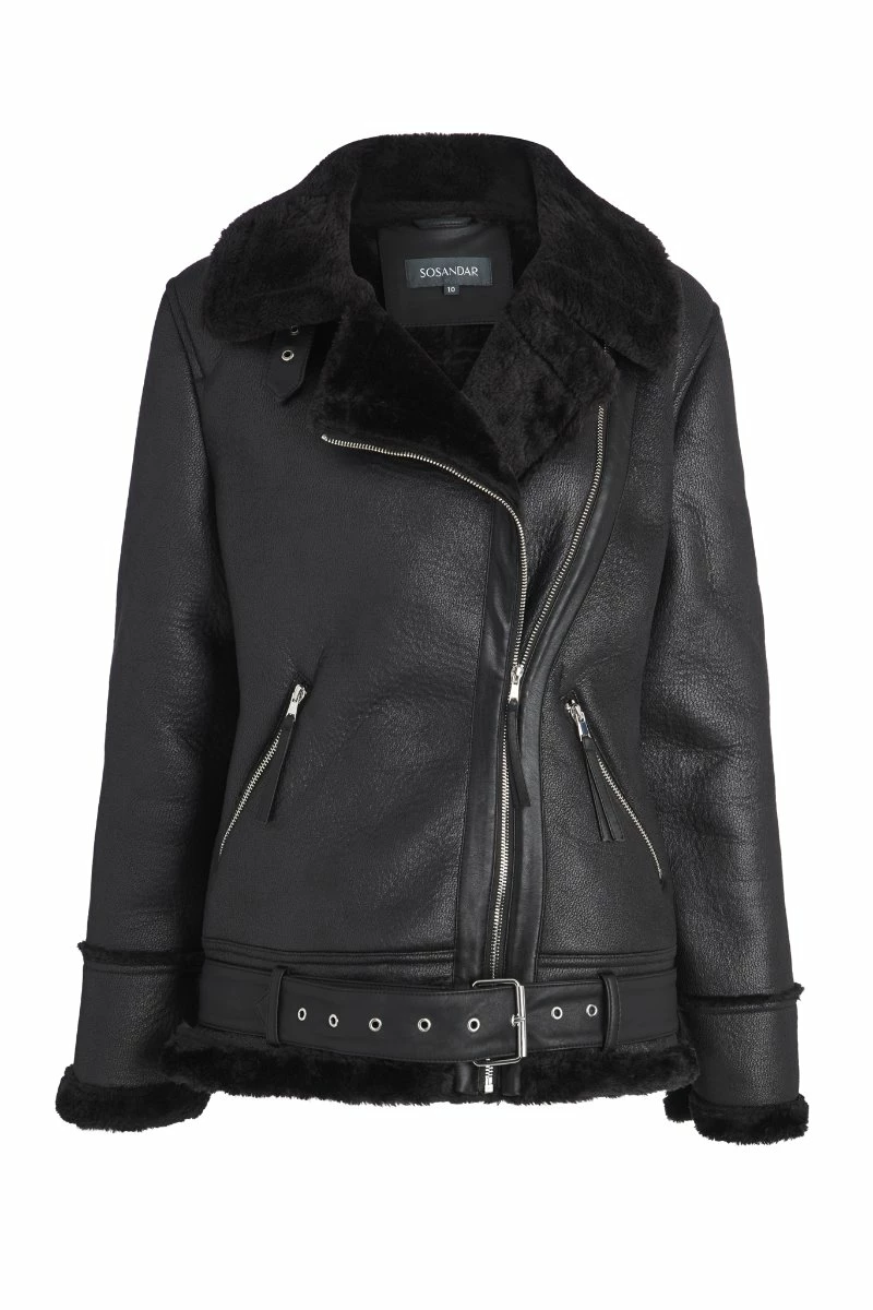 Black Faux Shearling Biker Jacket 9 Black Faux Shearling Biker Jacket - Image 7