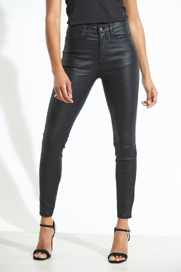 Black Textured Coated Skinny Jean 7 Black Textured Coated Skinny Jean - Image 5