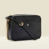 Black Croc Faux Leather Chain Detail Cross Body Bag -SOSANDAR Sales a21ac062bk00010one 2