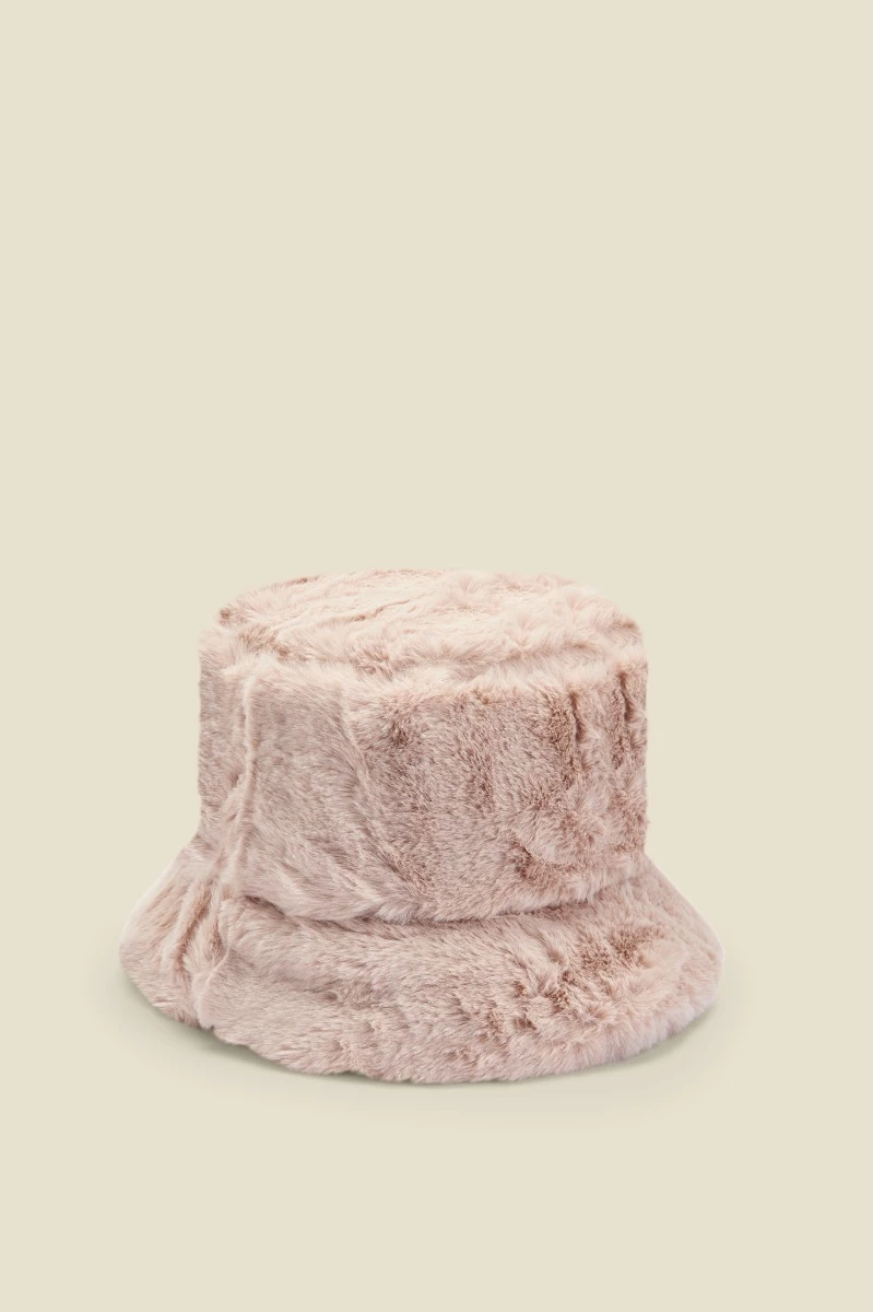 Taupe Faux Fur Bucket Hat 3 Taupe Faux Fur Bucket Hat