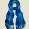 Blue Check Print Chunky Knit Scarf -SOSANDAR Sales a22ac051be0027 a