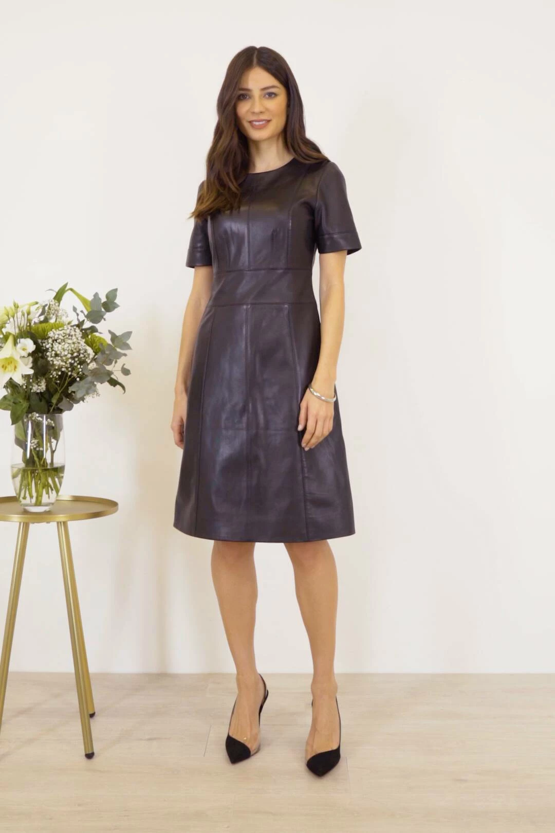 Black Leather Panelled Shift Dress 10 Black Leather Panelled Shift Dress - Image 8