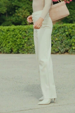 Ecru Button Front Wide Leg Jeans -SOSANDAR Sales b28eb80ac33df523a8b988d9d307b04f38d1c045