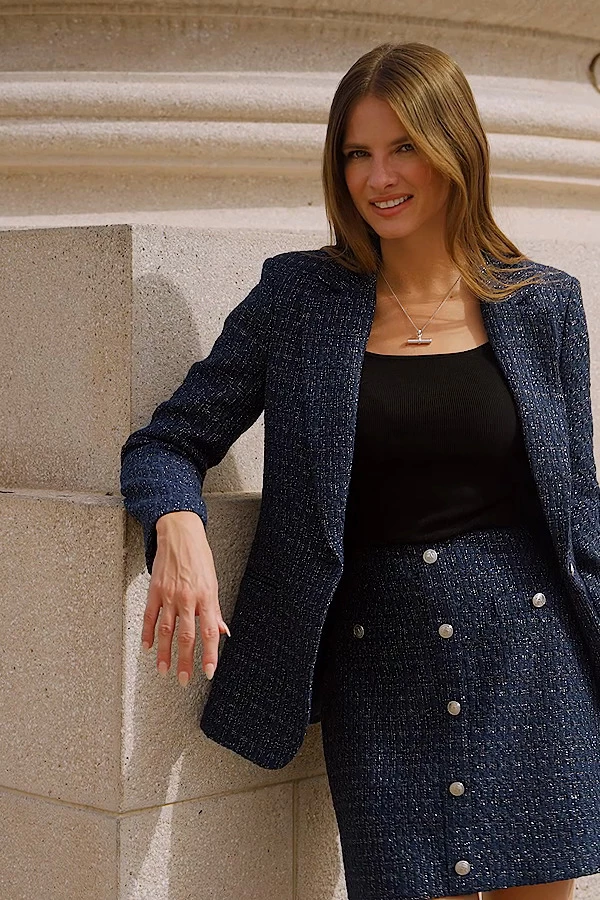 Navy Blue Boucle Blazer 9 Navy Blue Boucle Blazer - Image 7