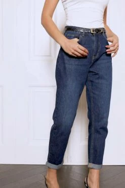 Dark Indigo Girlfriend Jeans -SOSANDAR Sales bfd6b03fddb72059b2bb283643372525390d3900