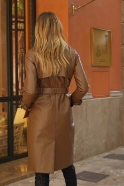 Mocha Brown Faux Leather Belted Trench Coat 27 Mocha Brown Faux Leather Belted Trench Coat -SOSANDAR Sales c66652d81479a21092b11d38c98693dda292e2f8