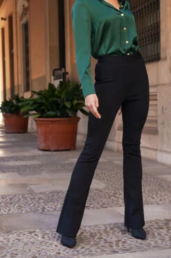 Black Body-Sculpting Bandage Kick Flare Trousers -SOSANDAR Sales c80b7c83fc63a2b4b35e916fbb5ee8bc6b389399