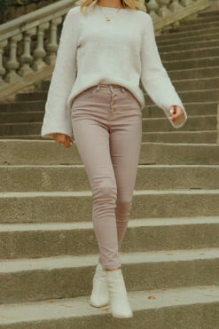 Mocha Brown Button Front Skinny Jeans -SOSANDAR Sales cc1d285e8e0ebc1d1955ef2ee3c230bf97588399