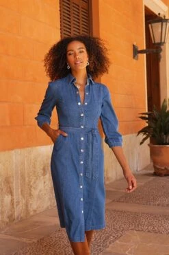 Mid Blue Popper Front Belted Denim Midi Dress 13 Mid Blue Popper Front Belted Denim Midi Dress -SOSANDAR Sales d1a2433709745a071a4fb2ab6af8104b9574aa9d