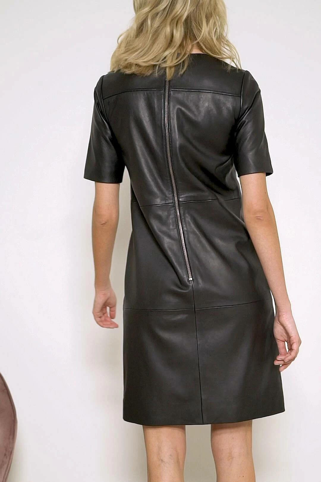 Black Leather Zip Detail Shift Dress 8 Black Leather Zip Detail Shift Dress - Image 6