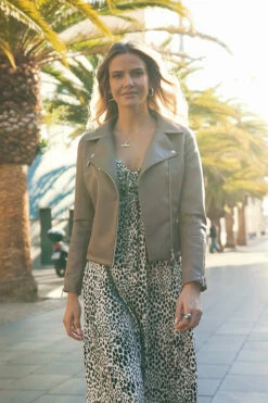 Taupe Faux Leather Biker Jacket 13 Taupe Faux Leather Biker Jacket -SOSANDAR Sales ecb8a9e3a611e74c83fa17641767ea17d7f35655