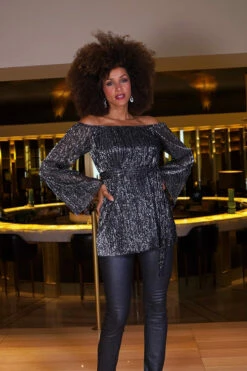 Pewter Metallic Plisse Bardot Belted Jersey Top 13 Pewter Metallic Plisse Bardot Belted Jersey Top -SOSANDAR Sales eec0c79919f2fd2d3941d6473700a690dcb5d424