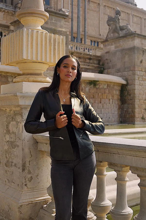 Black Notch Neck Leather Blazer 7 Black Notch Neck Leather Blazer - Image 5