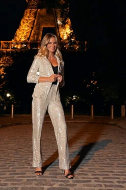 Champagne Gold Sequin Relaxed Fit Blazer -SOSANDAR Sales fdde67a2b233a5e87f2bf921057fb064ea3816f6 1