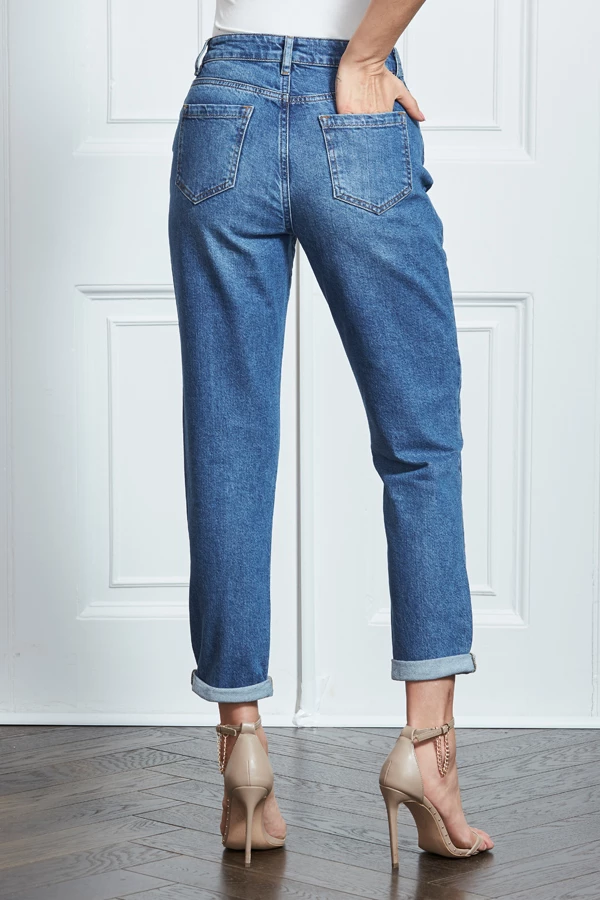 Indigo Blue Slim Leg Mom Jeans 6 Indigo Blue Slim Leg Mom Jeans - Image 4