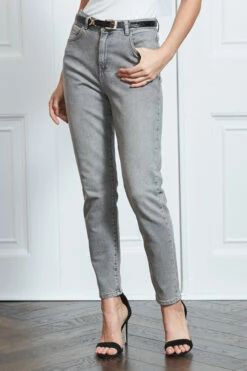 Mid Grey Slim Leg Mom Jeans -SOSANDAR Sales s17 s20bd004gy0003 004