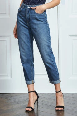 Indigo Blue Denim Girlfriend Jeans -SOSANDAR Sales s21 s20bd008be s21tj20 012 1 1