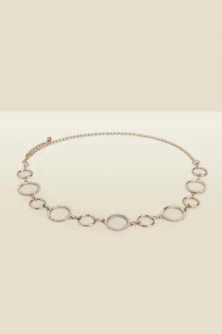 Circle Chain Waist Belt With Diamante Trim