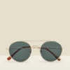 Gold Round Frame Bar Detail Sunglasses -SOSANDAR Sales s23ac017mc a