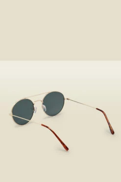 Gold Round Frame Bar Detail Sunglasses -SOSANDAR Sales s23ac017mc c