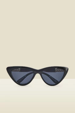 Black & Gold Chain Detail Cateye Sunglasses