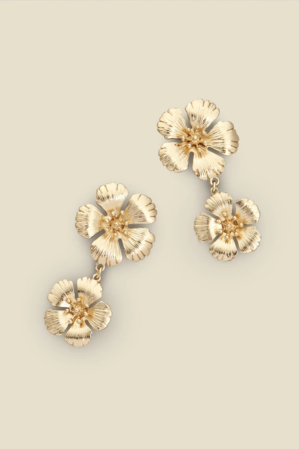Gold Flower Detail Earrings 4 Gold Flower Detail Earrings - Image 2