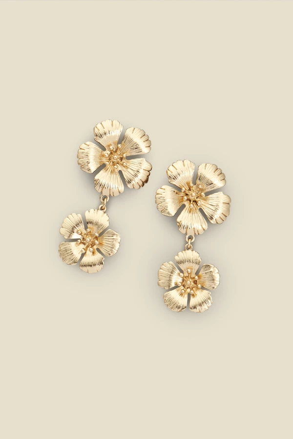 Gold Flower Detail Earrings 3 Gold Flower Detail Earrings