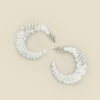 Silver Sparkly Curved Hoop Earrings -SOSANDAR Sales s23ac030mc0005 b