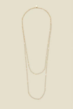 Gold Dainty Stone Long Layering Necklace